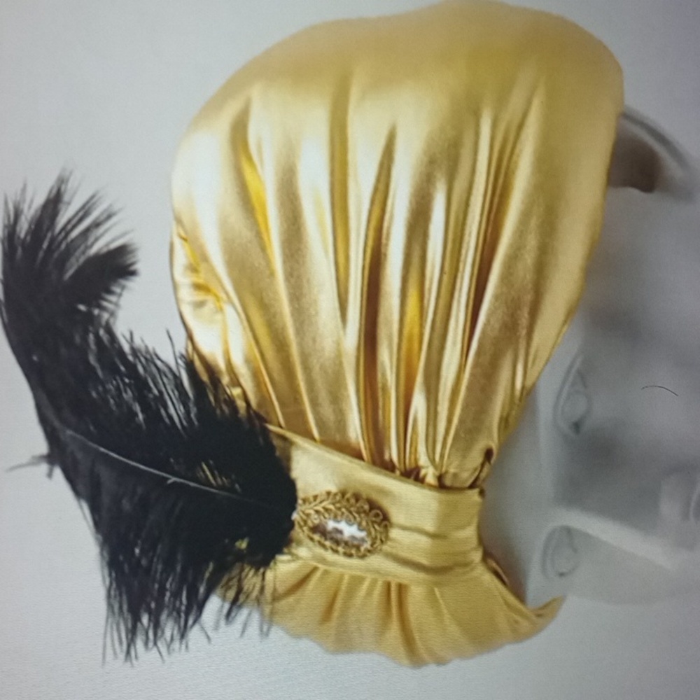 HeadpieceCode1 - Golden Satin Turban HAT